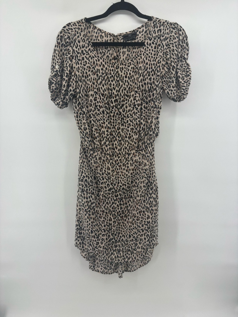 OBEY leopard print mini length buttoned open back dress with pockets size M
